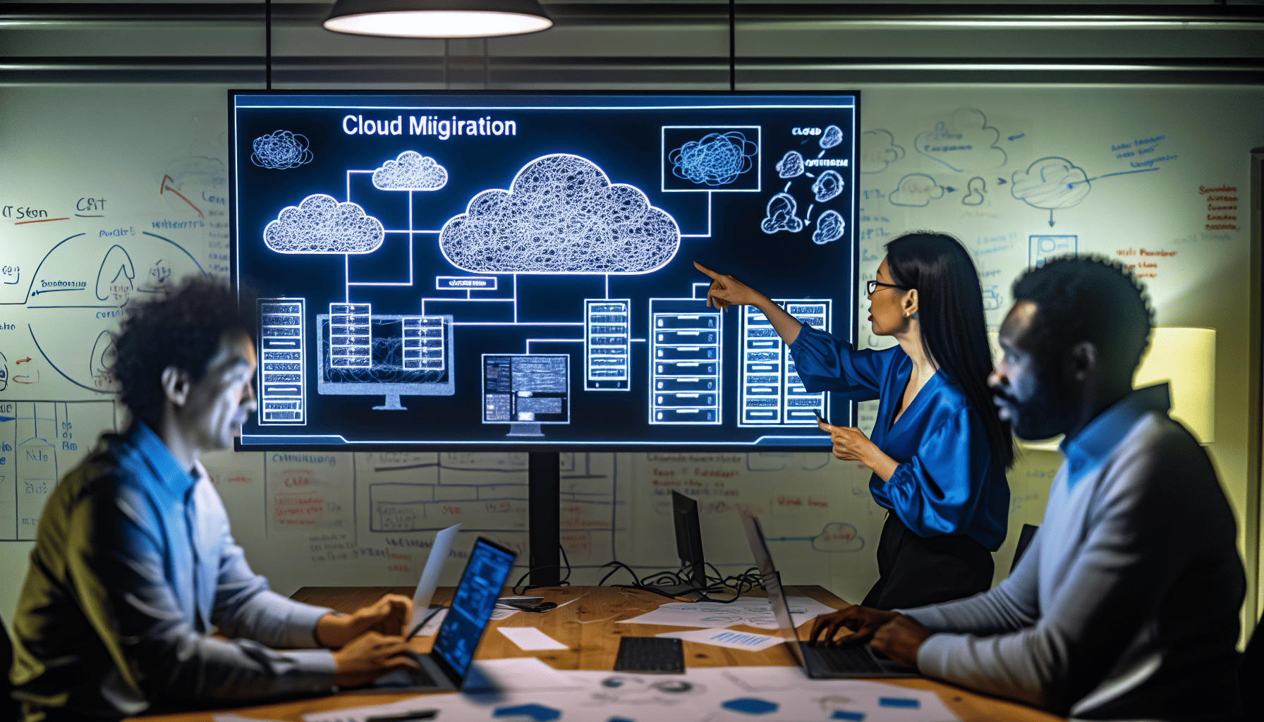 Photo of a team coordinating the execution of cloud migration