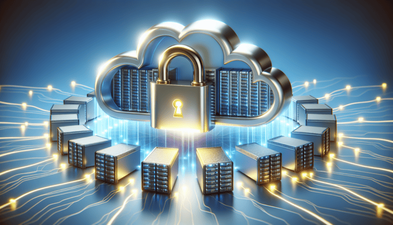 Cloud servers with security padlock symbol