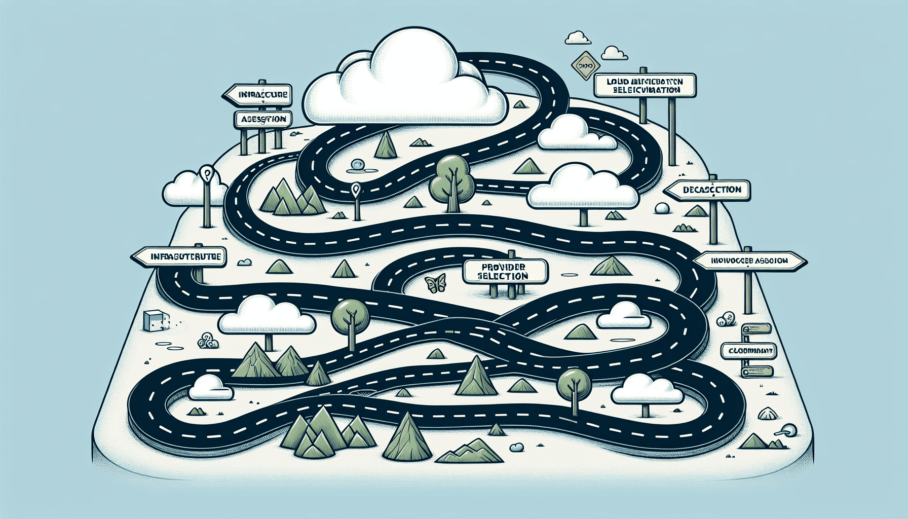 Illustration of a roadmap for planning cloud migration journey