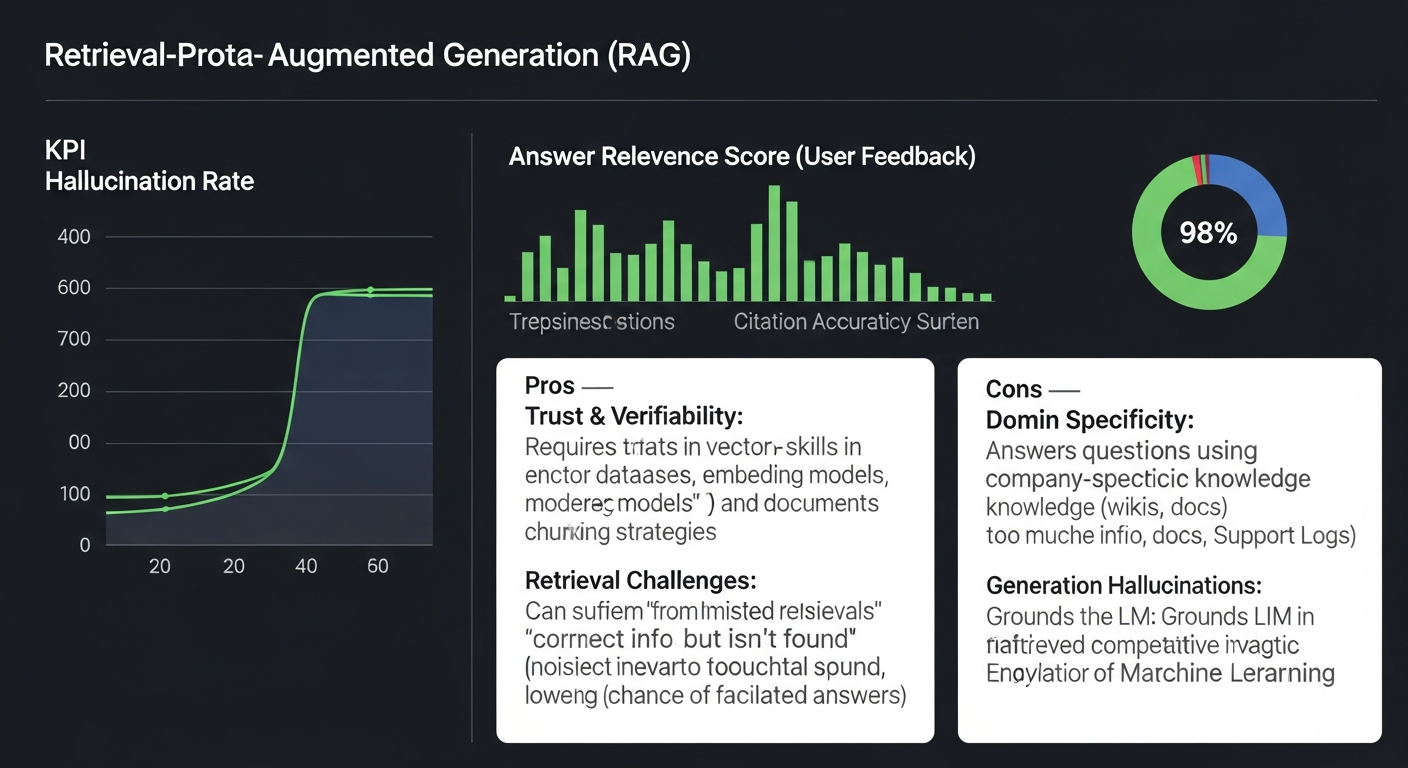 A screenshot of a report from a RAG evaluation tool like RAGAs or TruLens. It shows a table with rows for different test queries and columns for metrics like 'Faithfulness', 'Answer Relevancy', and 'Context Precision', with scores like 0.98, 0.92, 0.88, and green/red color-coding. - 