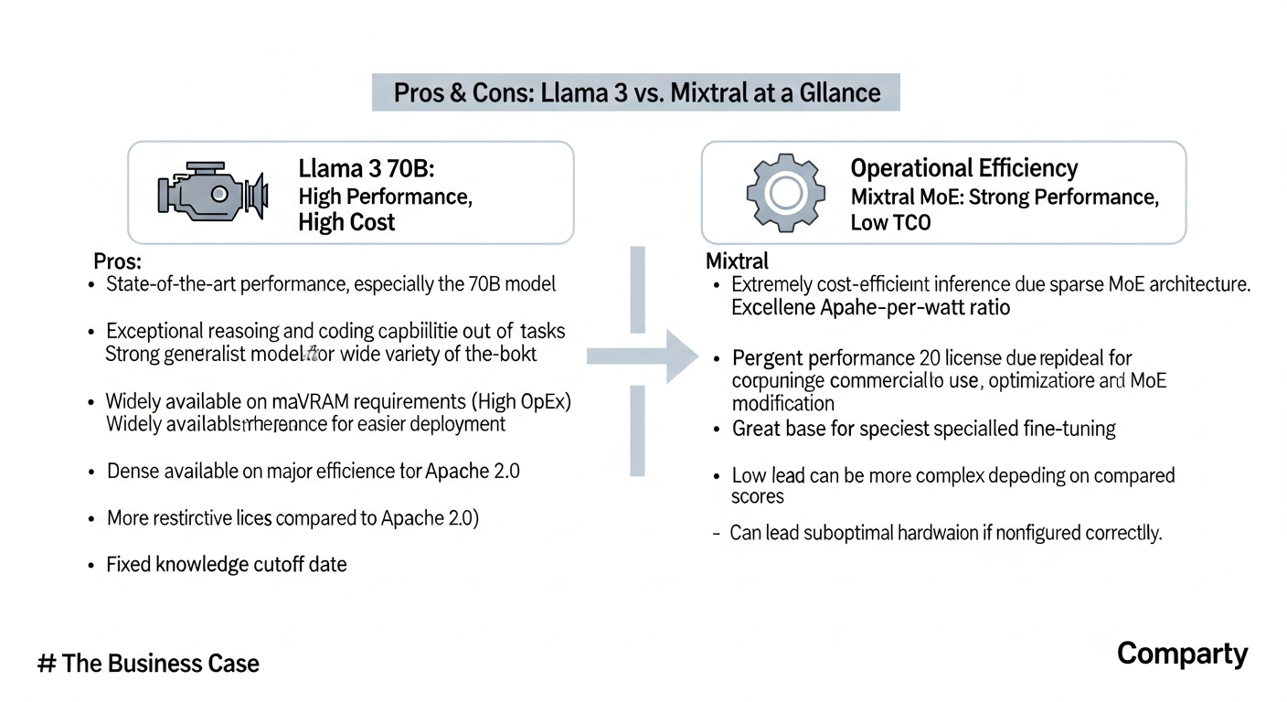 A clean, professional bar chart comparing the MMLU, GSM8K, and HumanEval scores for Llama 3 70B, Mixtral 8x22B, and Mixtral 8x7B. Each benchmark should be a grouped set of bars. Use contrasting colors for each model. Title: 'LLM Benchmark Showdown: Llama 3 vs. Mixtral'. - 